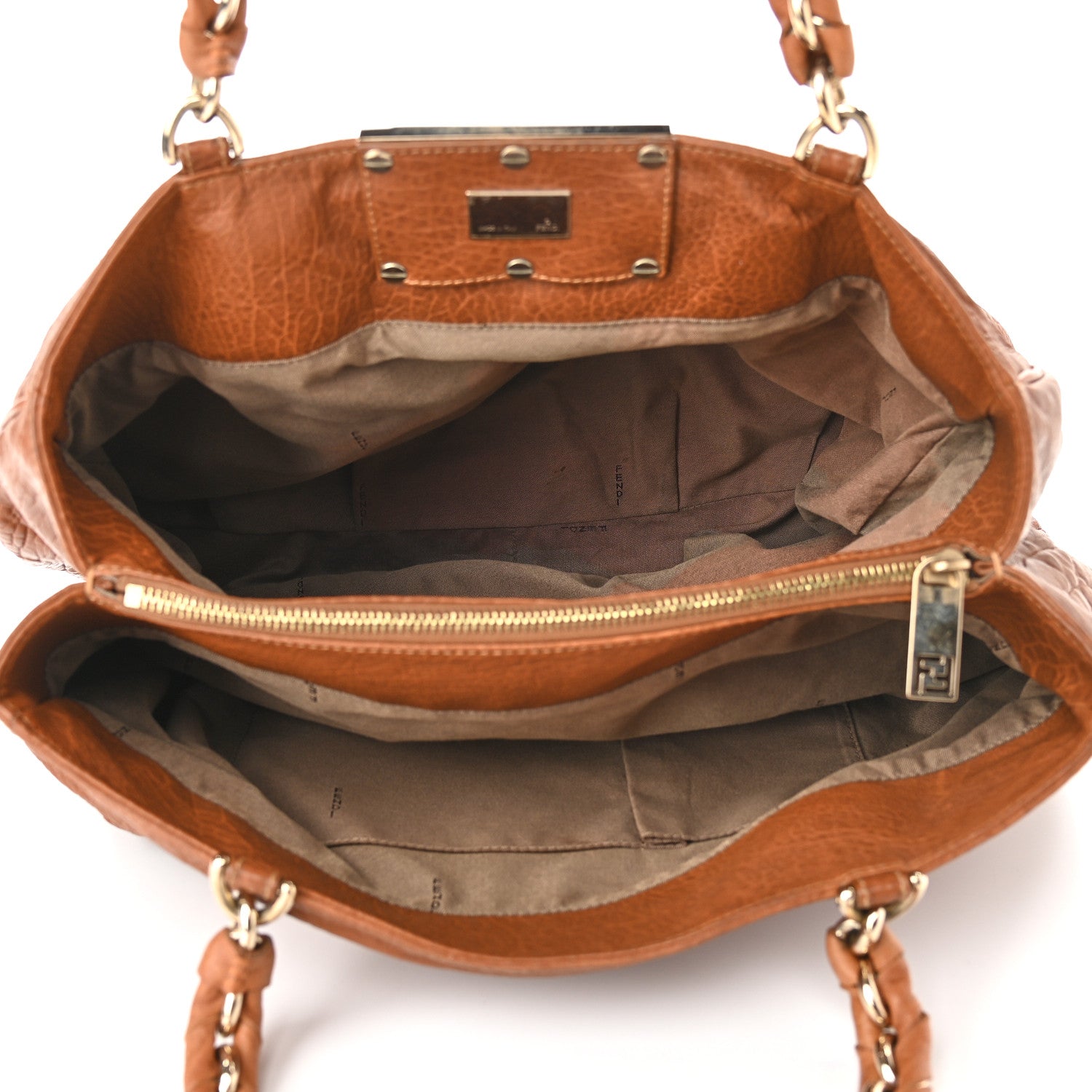 Fendi Crinkled Lambskin Mia Tote Naturale 5 of 10