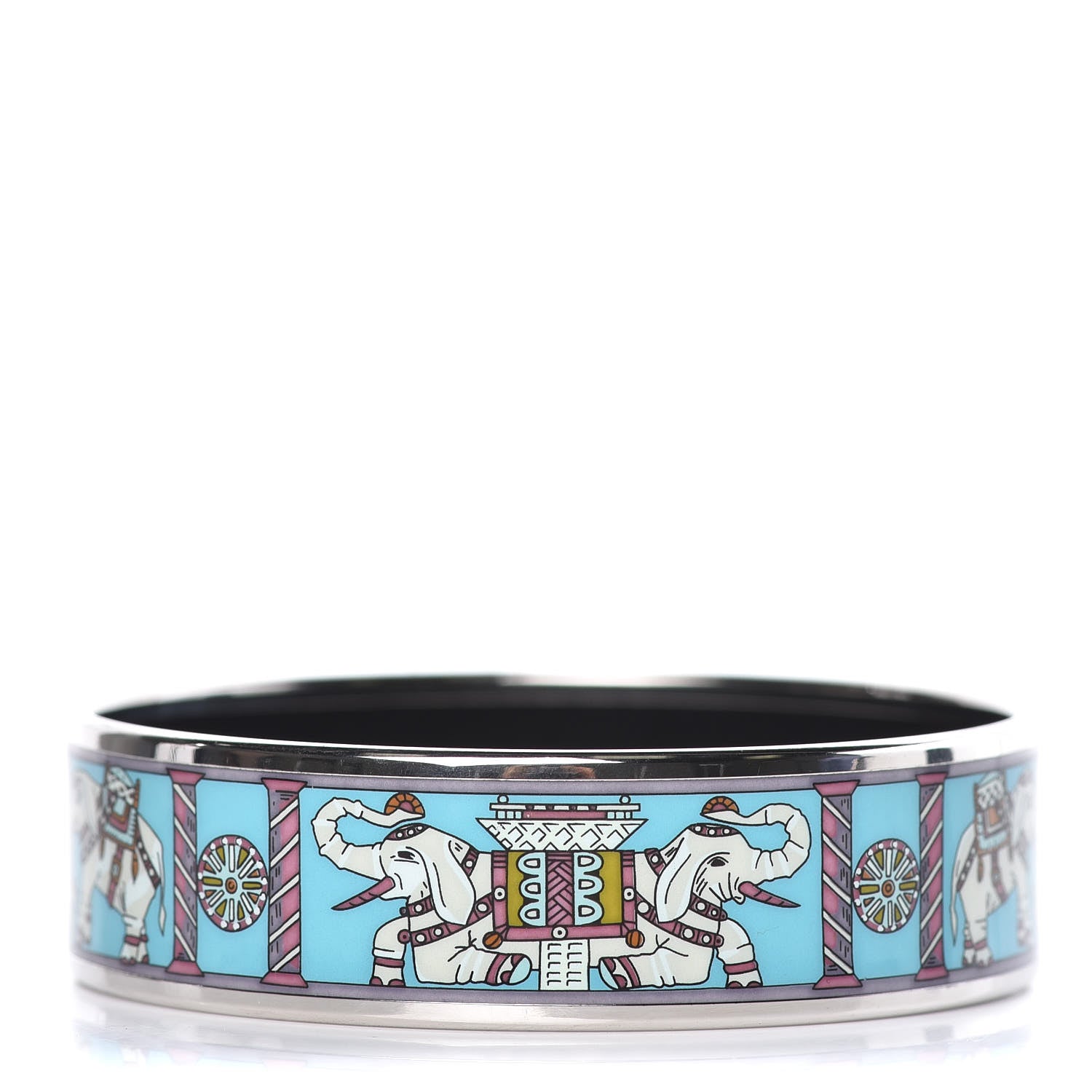 Hermes Enamel Printed Elephant Torana Wide Bracelet 65 1 of 5