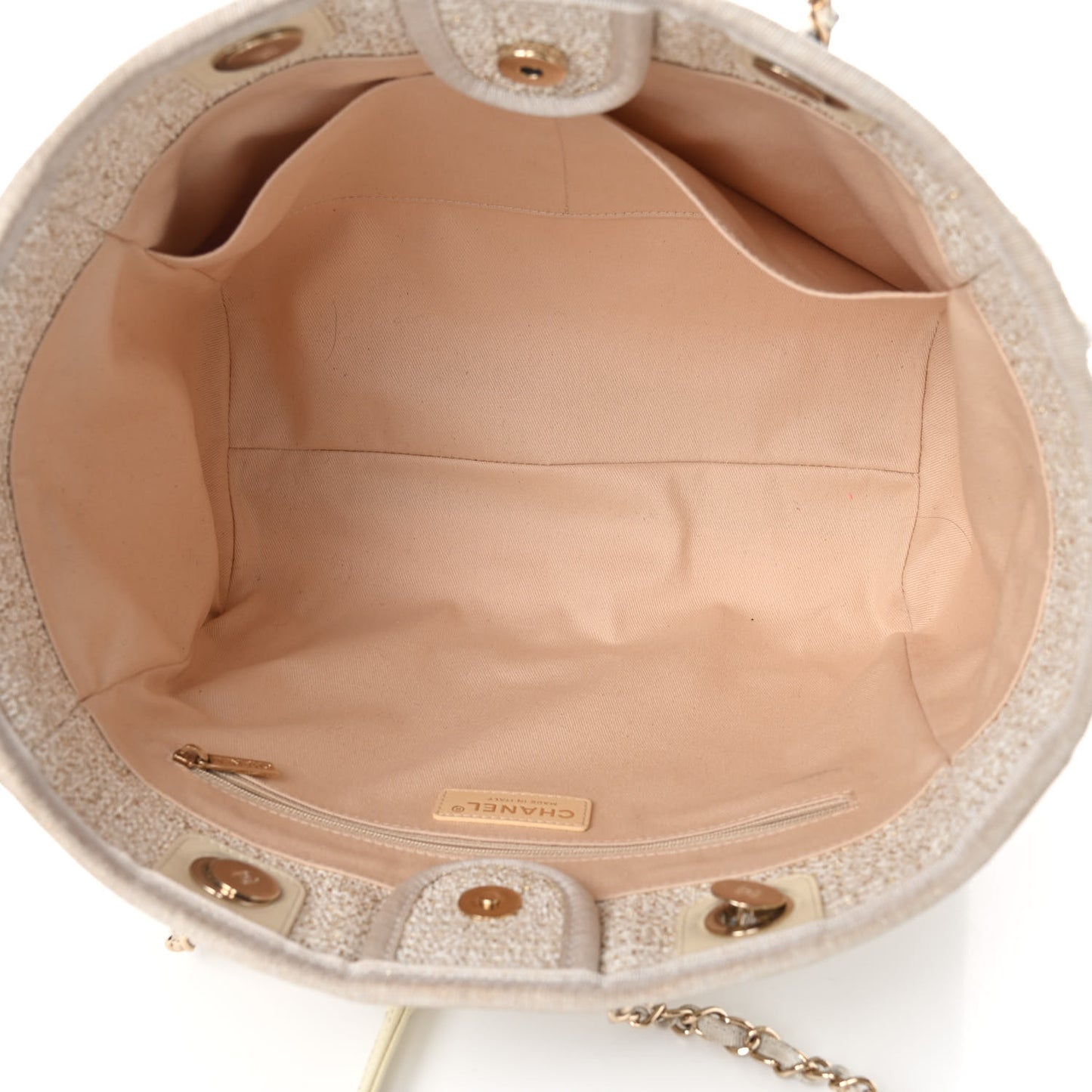 Lurex Boucle Small Deauville Tote Ivory