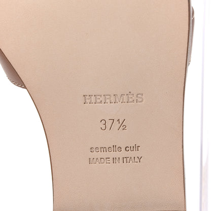 Hermes Box Calfskin Oran Sandals 37.5 Gold 6 of 9
