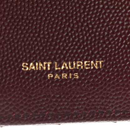 Saint Laurent Grain De Poudre Matelasse Chevron Monogram Zipped Card Case Palissandre 6 of 9