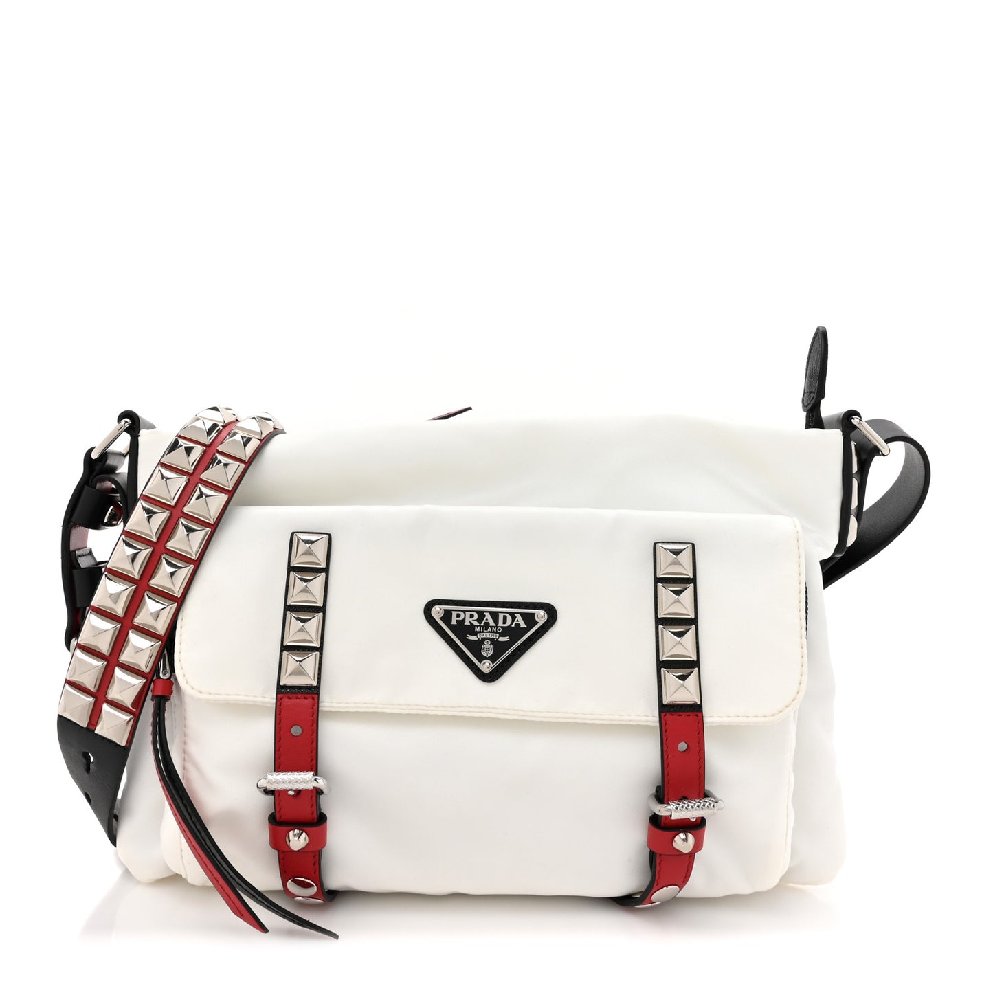 Nylon New Vela Studded Messenger White Fuoco