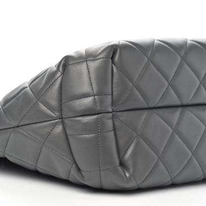 Chanel Lambskin Quilted CC Dweller Drawstring Tote Grey 8 of 9