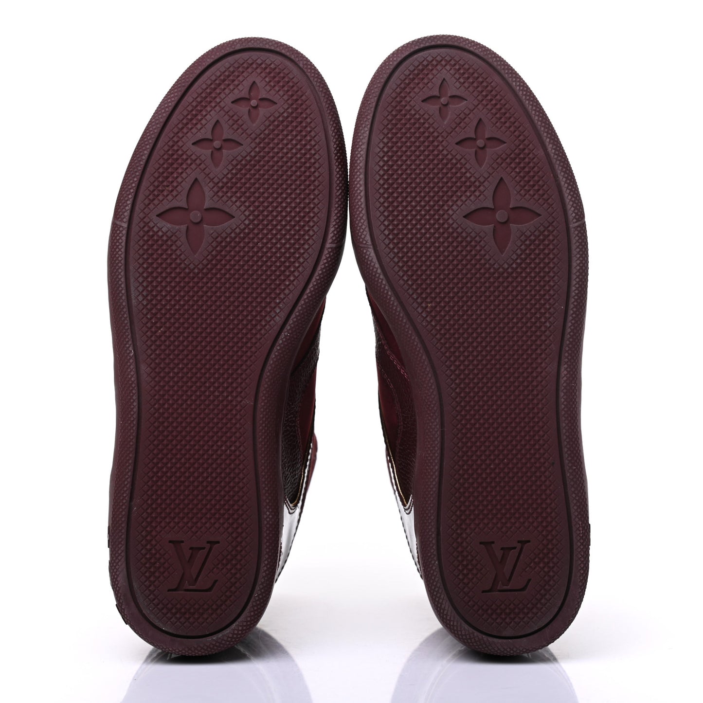 Calfskin Patent Suede Monogram Cliff Top Wedge Sneakers 36.5 Burgundy