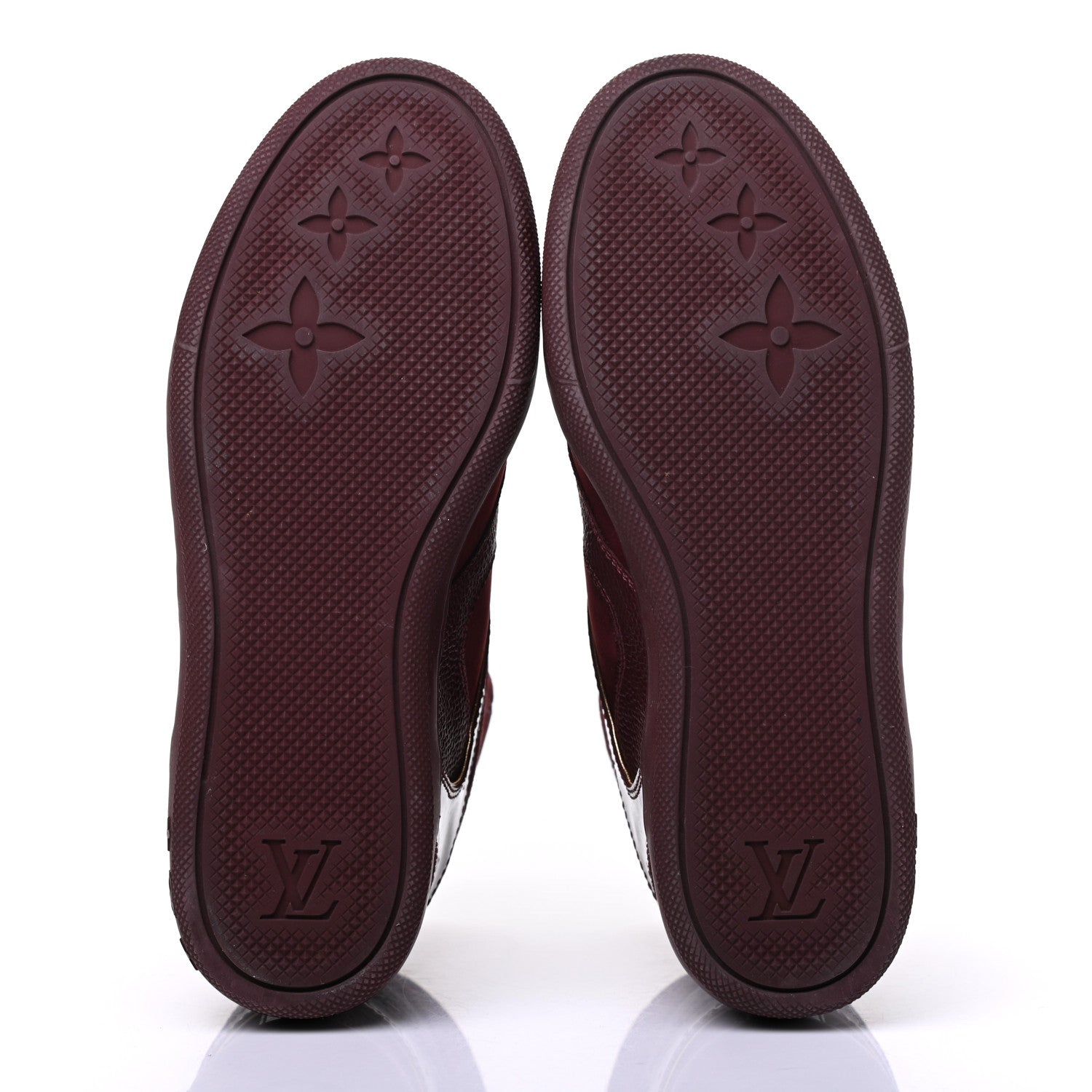 Louis Vuitton Calfskin Patent Suede Monogram Cliff Top Wedge Sneakers 36.5 Burgundy 5 of 11