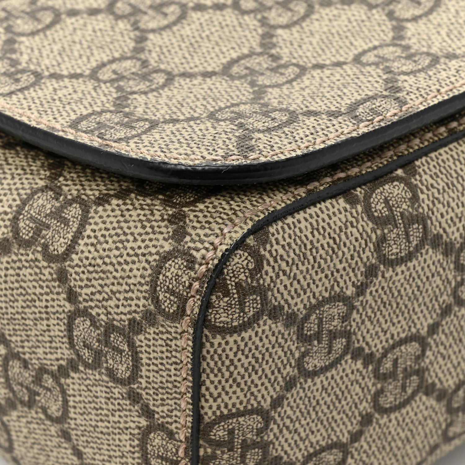 Gucci GG Supreme Monogram Web Flap Messenger Bag Black 10 of 12