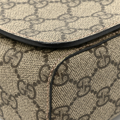 Gucci GG Supreme Monogram Web Flap Messenger Bag Black 10 of 12