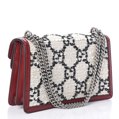 Gucci Tweed GG Monogram Small Dionysus Shoulder Bag White Black Romantic Cherry 3 of 8