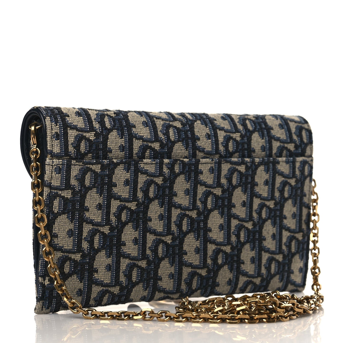 Oblique Saddle Chain Long Wallet Blue