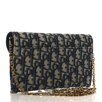 Christian Dior Oblique Saddle Chain Long Wallet Blue 3 of 9
