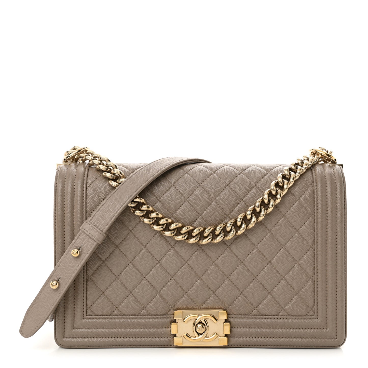 Caviar Quilted New Medium Boy Flap Dark Beige