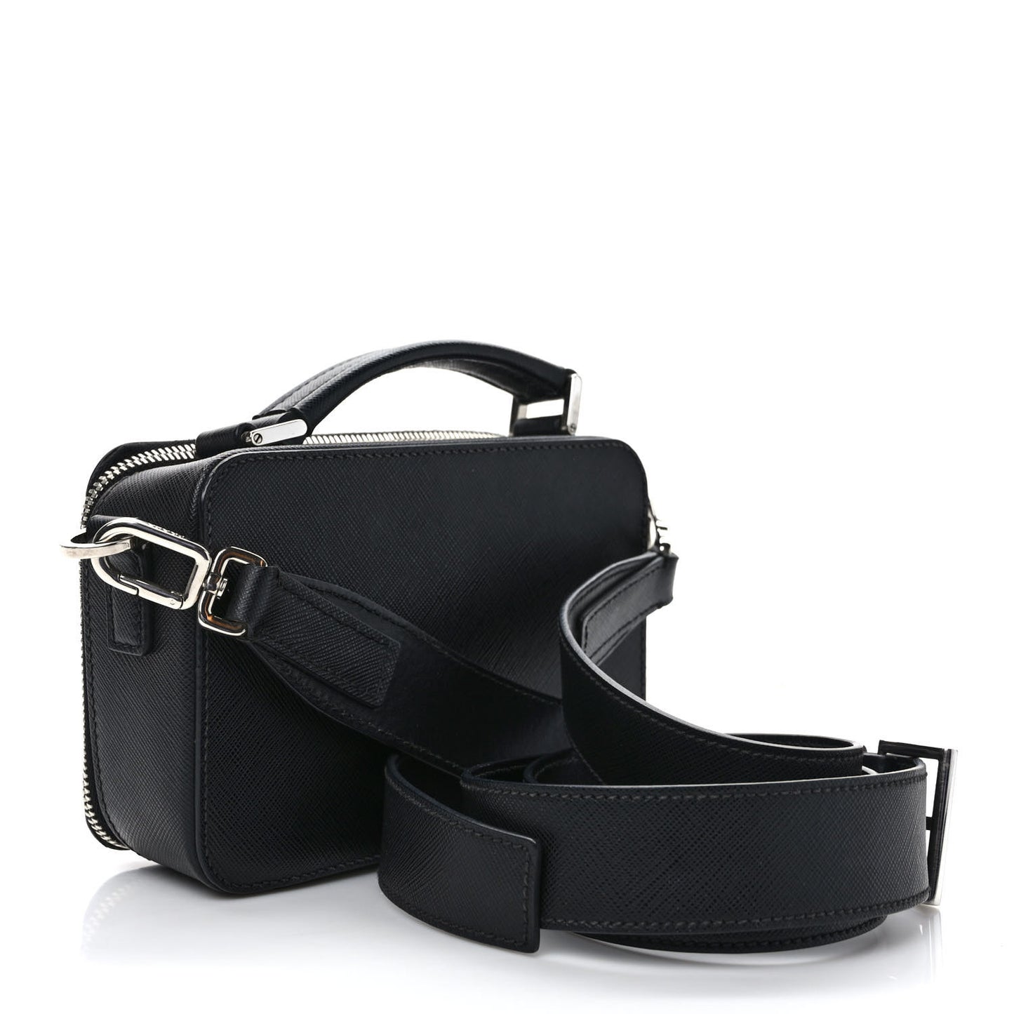 Saffiano Travel Small Brique Top Handle Crossbody Bag Black