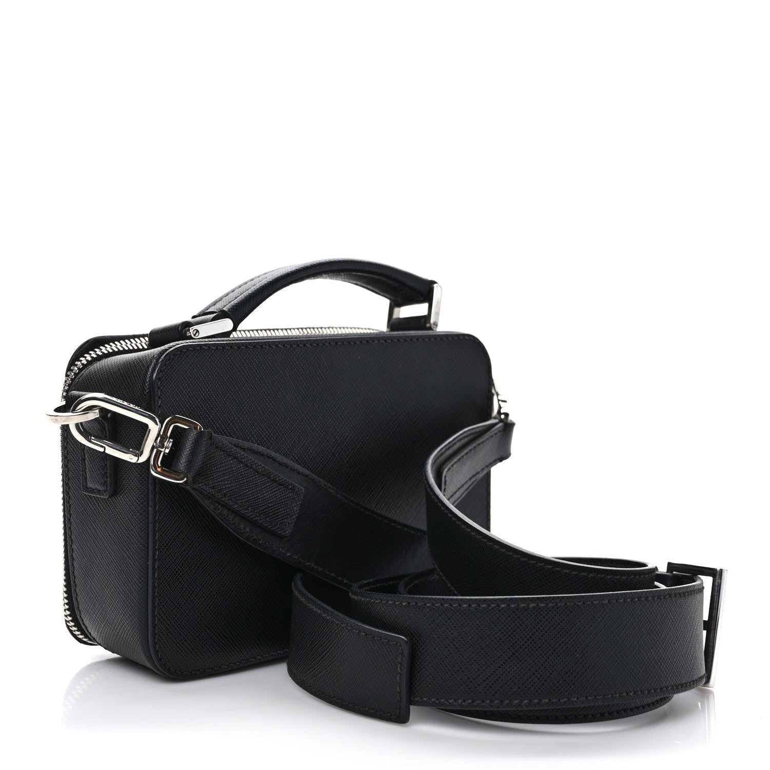 Prada Saffiano Travel Small Brique Top Handle Crossbody Bag Black 3 of 8
