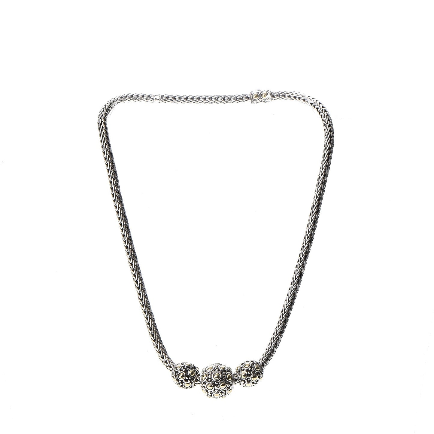 Sterling Silver 18K Gold Jaisalmer Three Bead Necklace