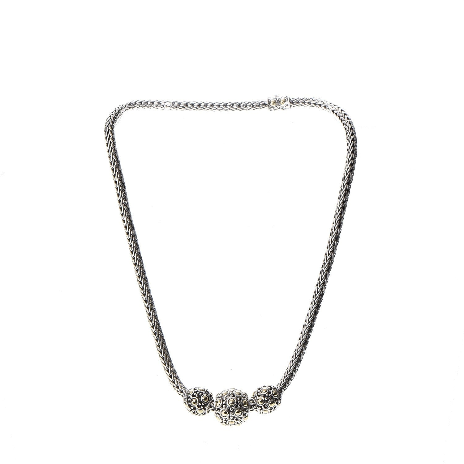 John Hardy Sterling Silver 18K Gold Jaisalmer Three Bead Necklace 4 of 6