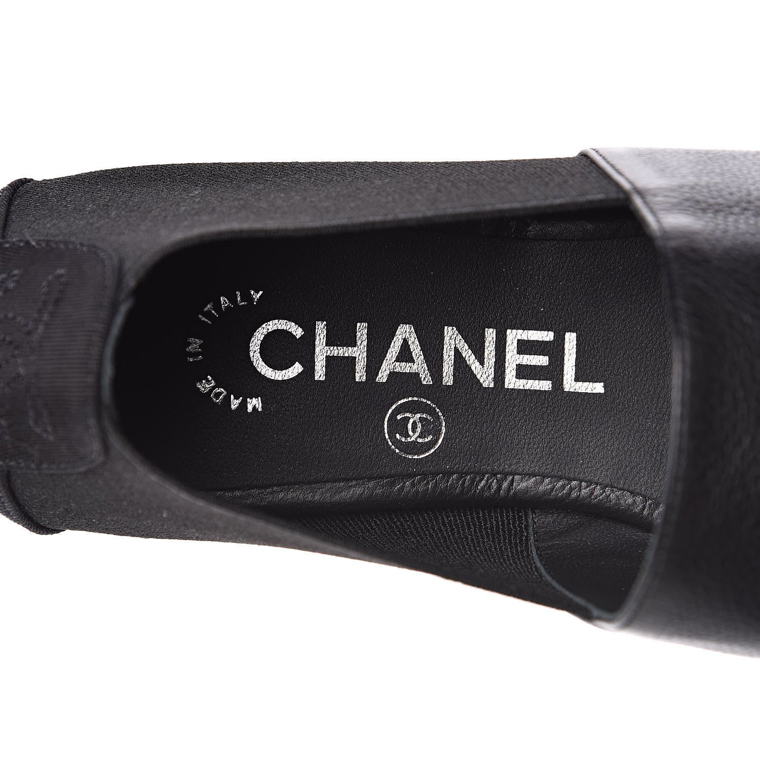 Chanel Calfskin Fabric Camellia Moccasin Flats 39 Black 7 of 9