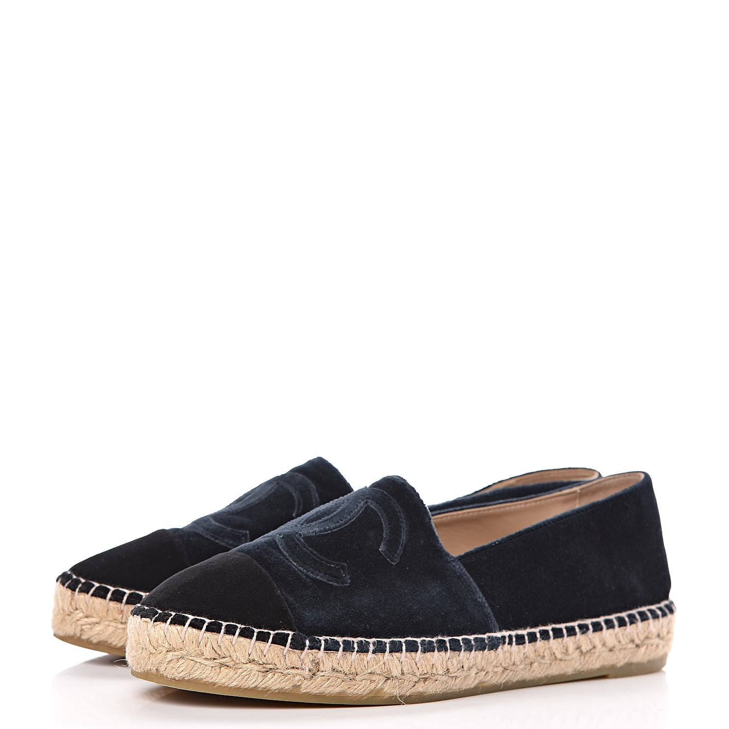 Chanel Velvet CC Espadrilles 39 Dark Navy Black 3 of 12