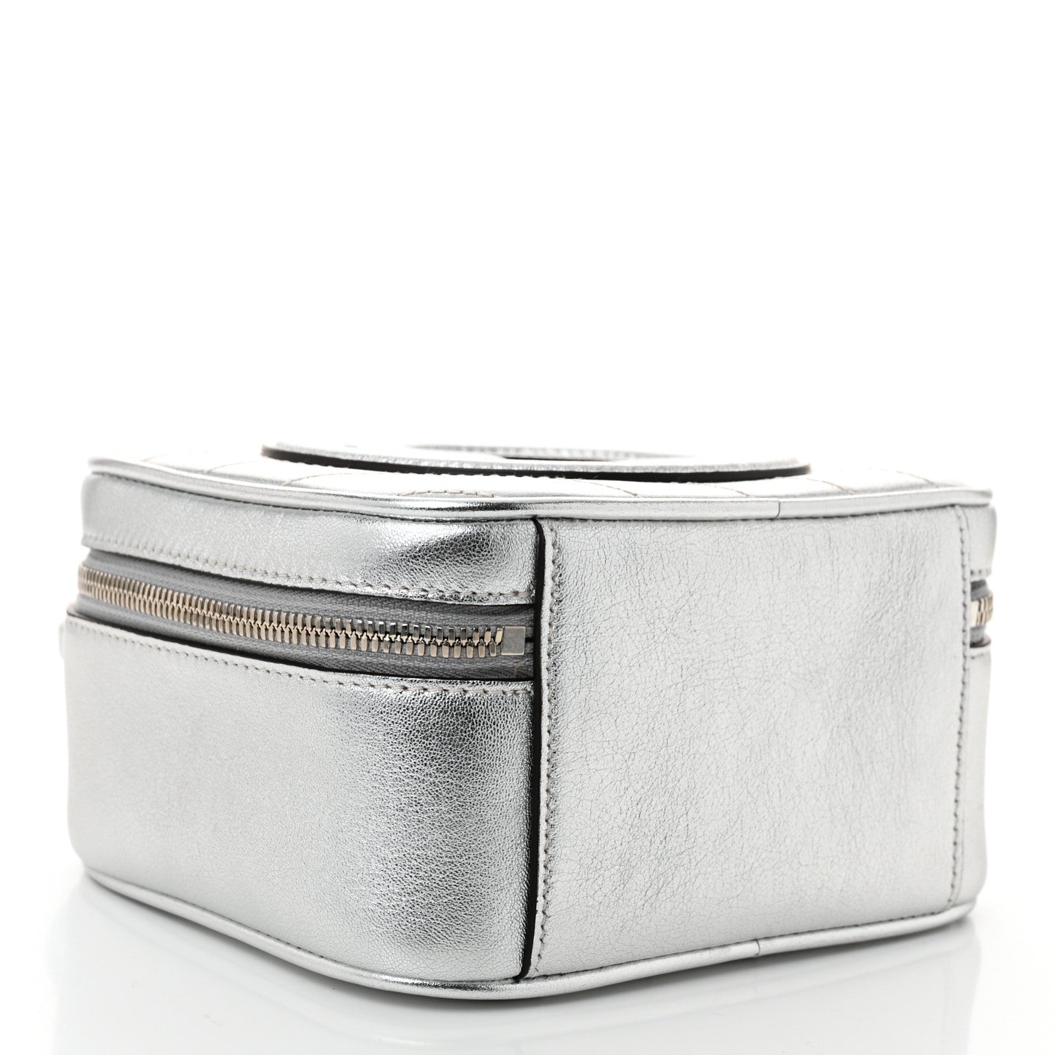 Gucci Metallic Sakai Be Green Calfskin Diagonal Stitched Blondie Top Handle Bag Silver 4 of 10