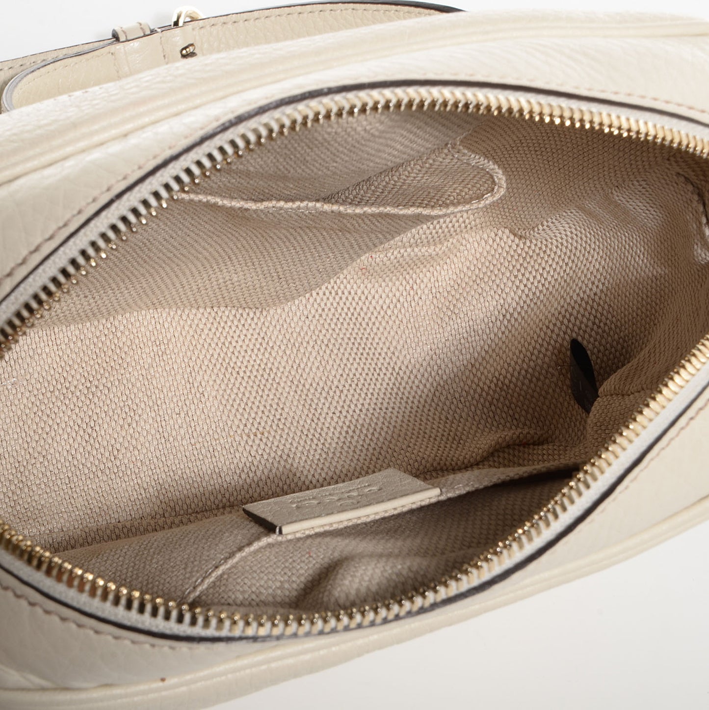 Pebbled Calfskin Small Soho Disco Bag Off White