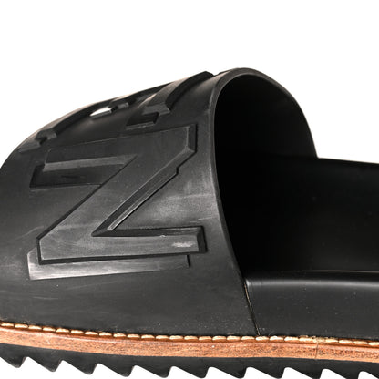 Fendi Rubber Vocabulary Logo Slide Sandals 7 Black 9 of 11