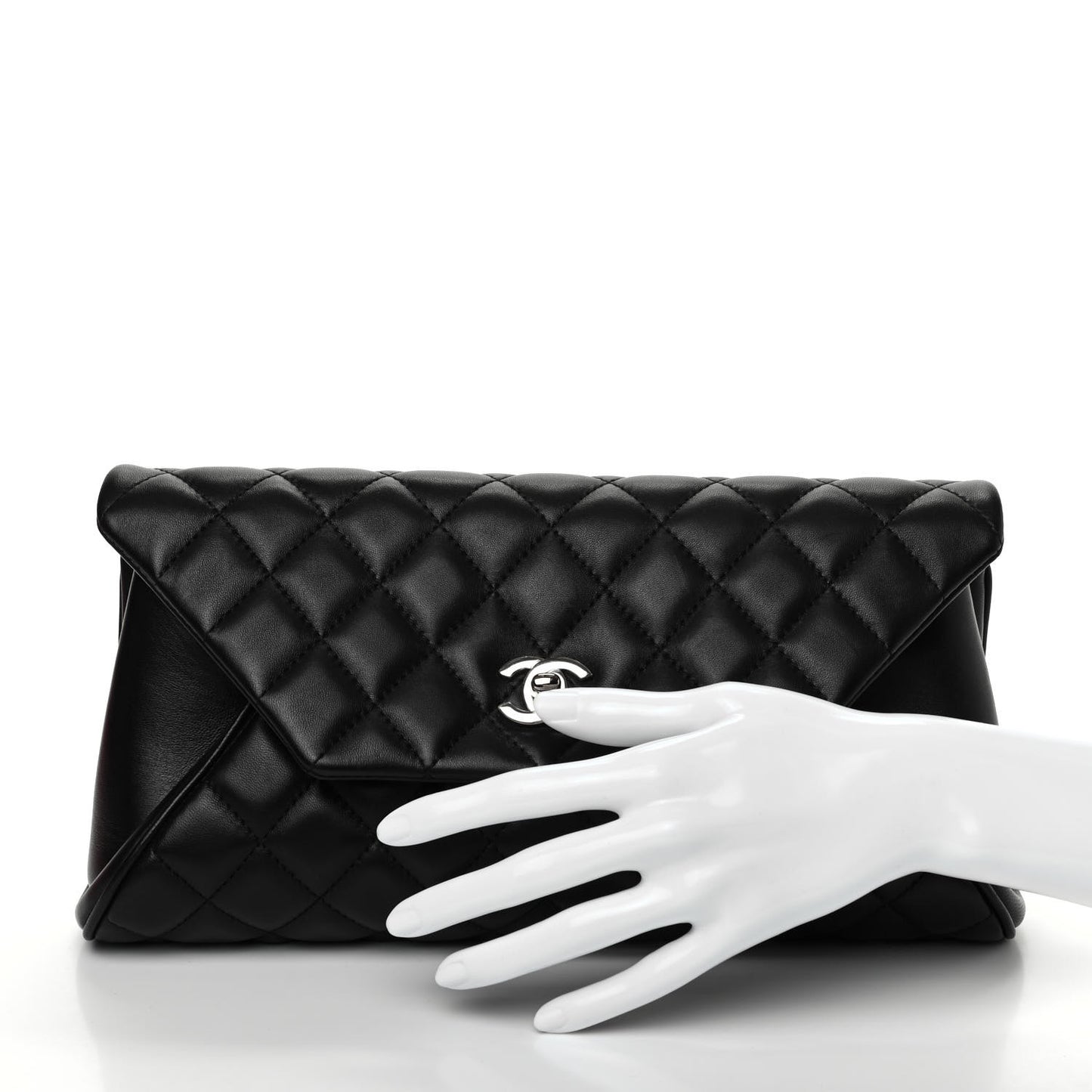 Lambskin Quilted Fold Up Again Clutch Black