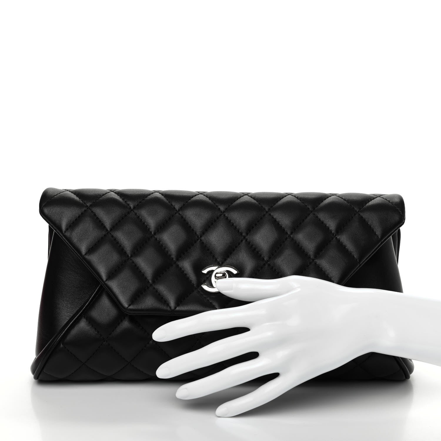 Chanel Lambskin Quilted Fold Up Again Clutch Black 2 of 7