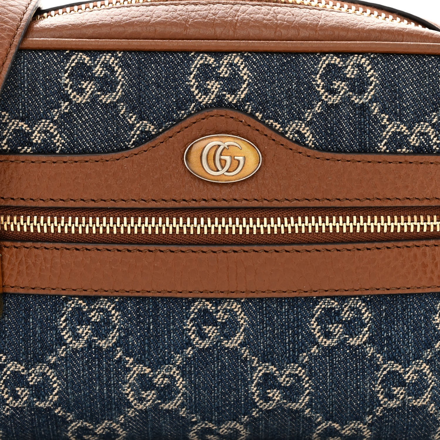 Gucci New Denim GG Monogram Dollar Calfskin Mini Ophidia Shoulder Bag Blue Tea Cuir Epilog 8 of 11