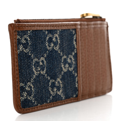 Gucci New Denim GG Monogram Dollar Calfskin Retro Interlocking G Coin Case Card Holder Blue Tea Cuir Epilog 3 of 8
