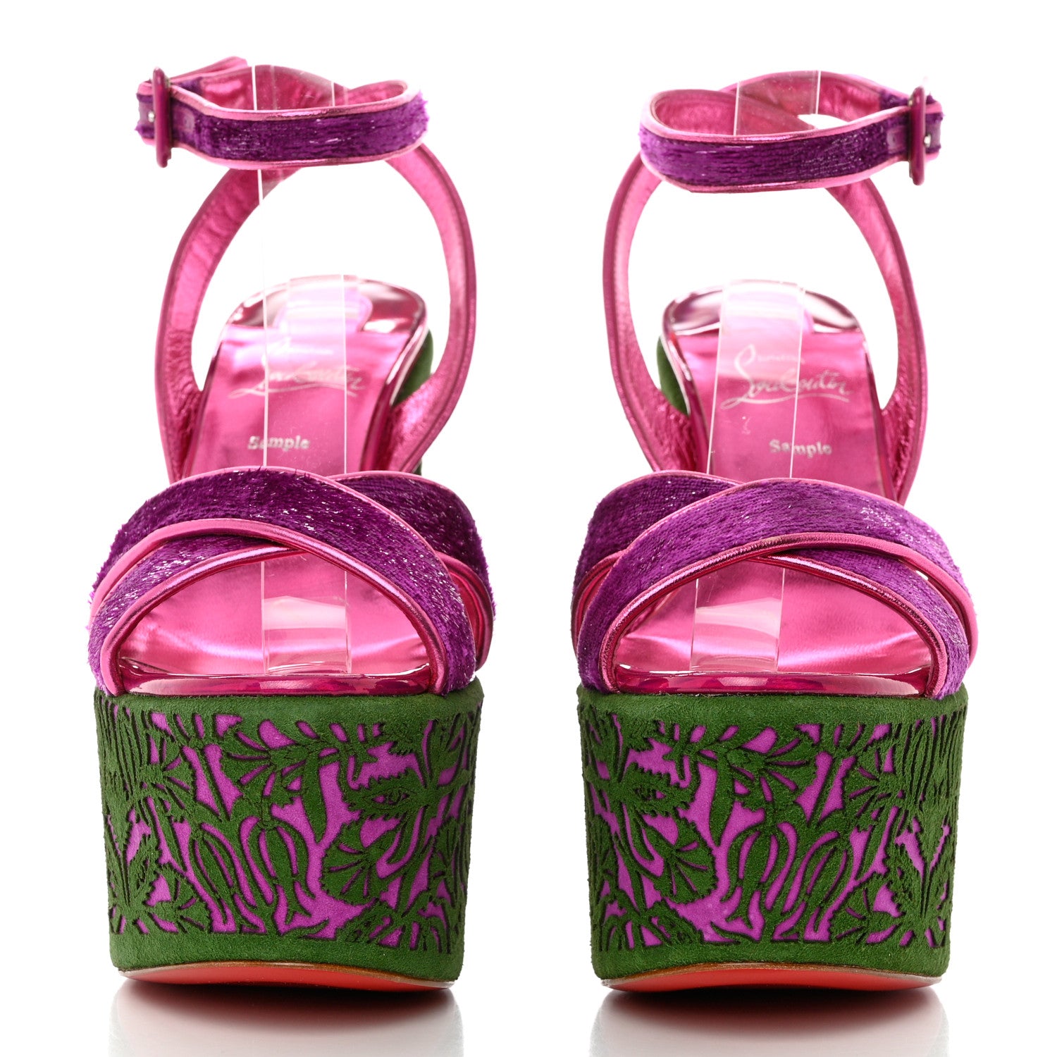 Christian Louboutin Suede Loubi Mystery Superyaz 160 Platform Sandals 38 Purple 2 of 10