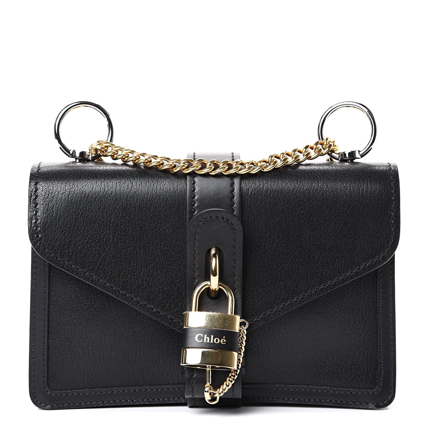 Chloe Shiny Goatskin Calfskin Aby Chain Shoulder Bag Black 1 of 12