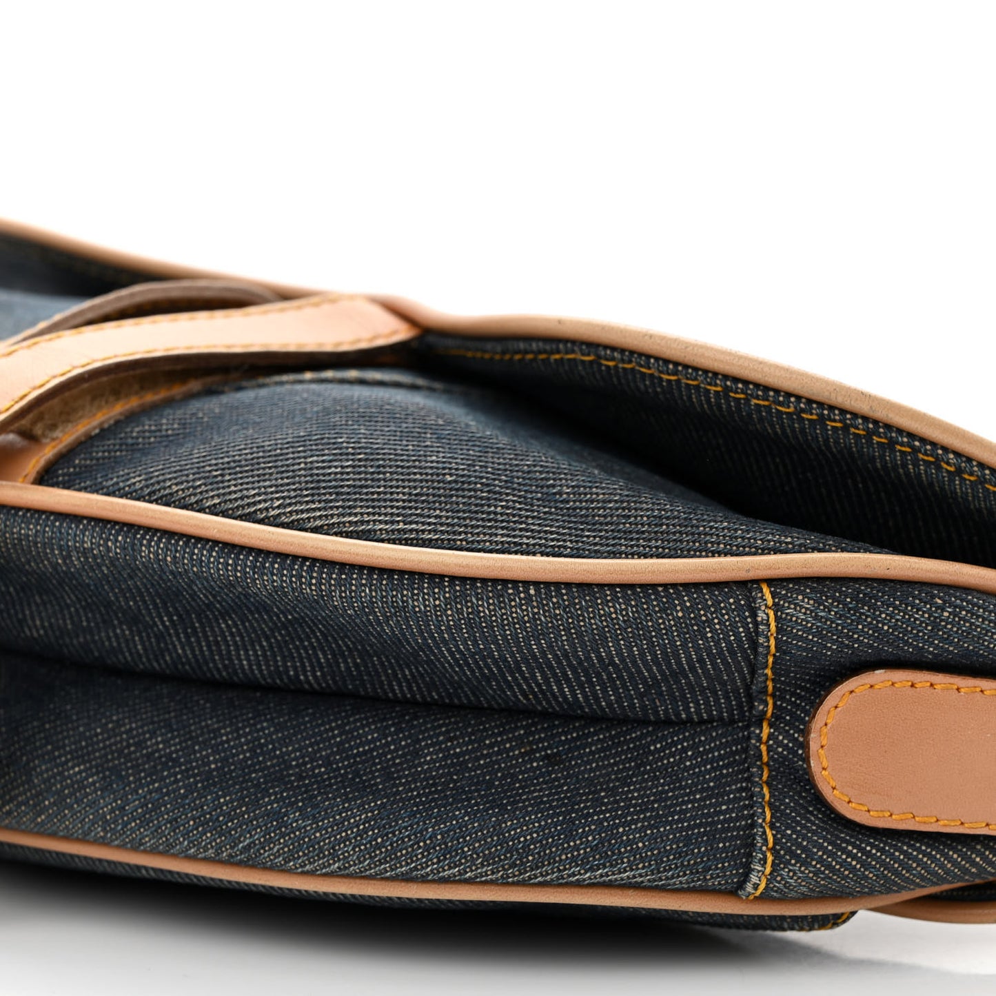 Denim Calfskin Saddle Bag Blue