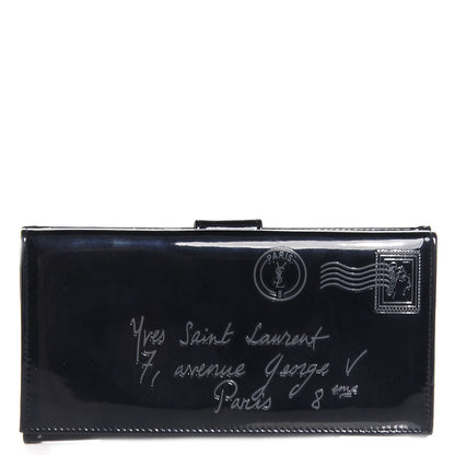 Saint Laurent Patent Y-Mail Long Wallet Marine 1 of 5