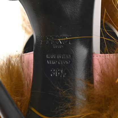 Fendi Calfskin Fox Fur Bag Bug Sandals 36.5 Orange 6 of 8