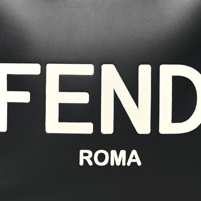 Fendi Vitello King Plexiglass Logo Embossed Medium Fendi Sunshine Shopper Tote Black White 7 of 9