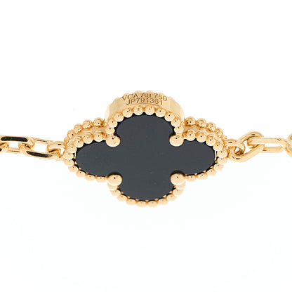 Van Cleef & Arpels VAN CLEEF &amp; ARPELS 18K Yellow Gold Black Onyx 5 Motifs Vintage Alhambra Bracelet 5 of 6