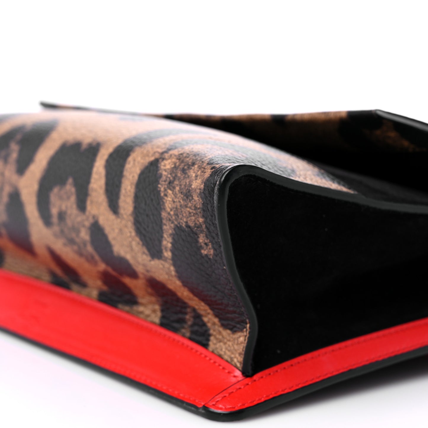 Calfskin Leopard Print Loubiblues Paris Clutch Bag Brown