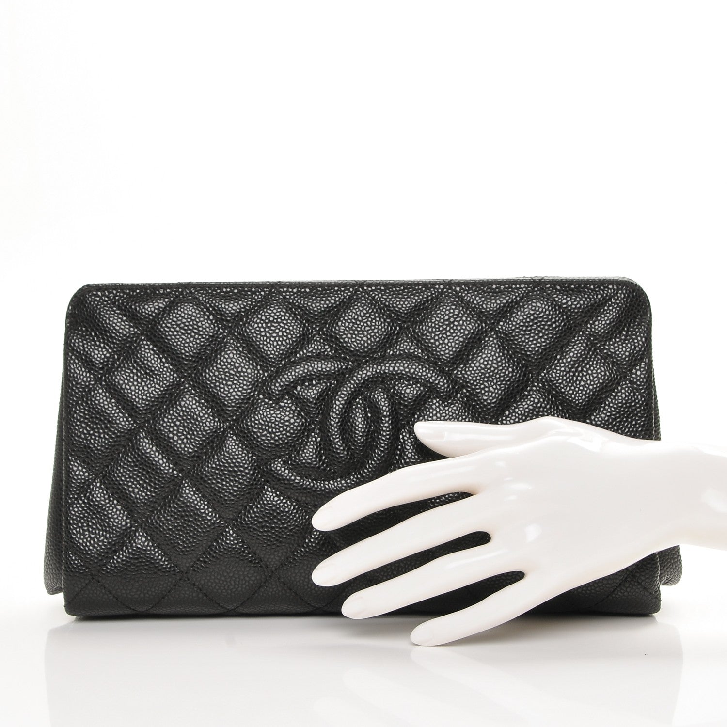 Chanel Caviar Quilted CC Large Clutch Black 2 of 7