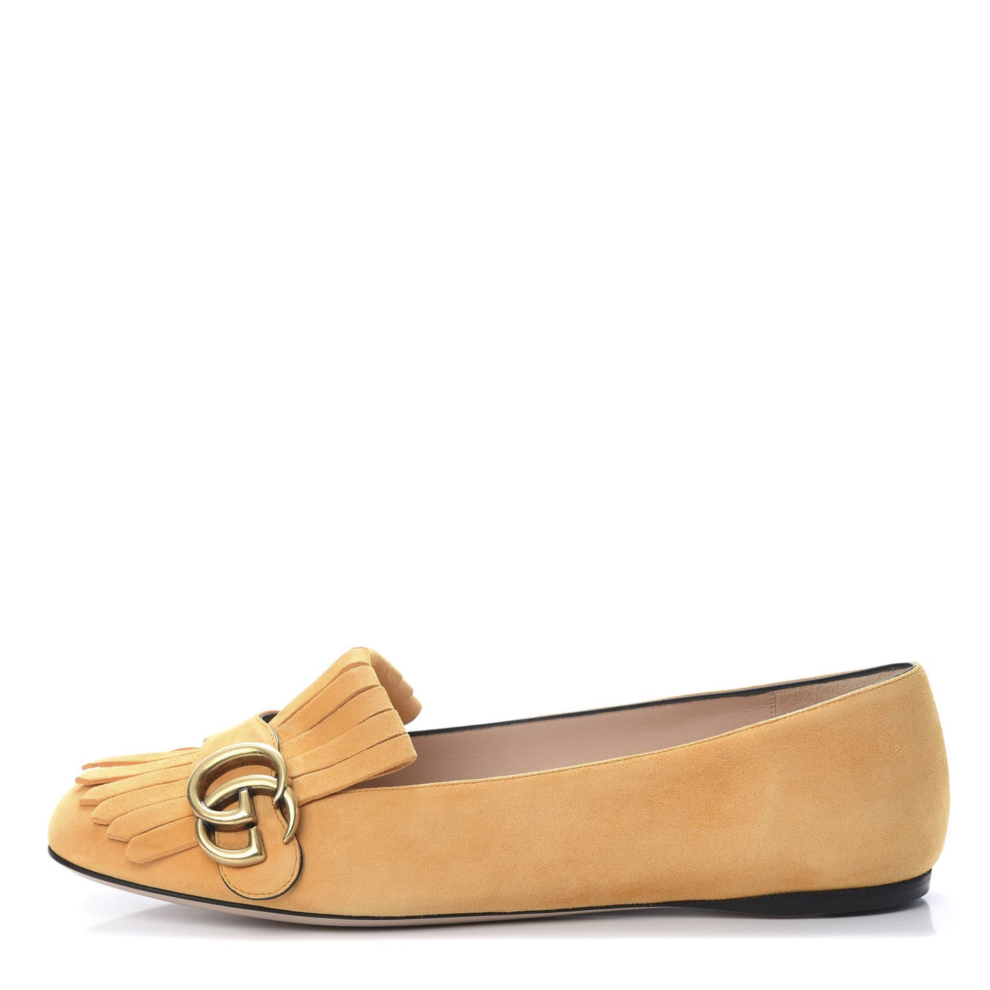 Kid Scamosciato GG Marmont Fringe Flats 39 Crystal Copper
