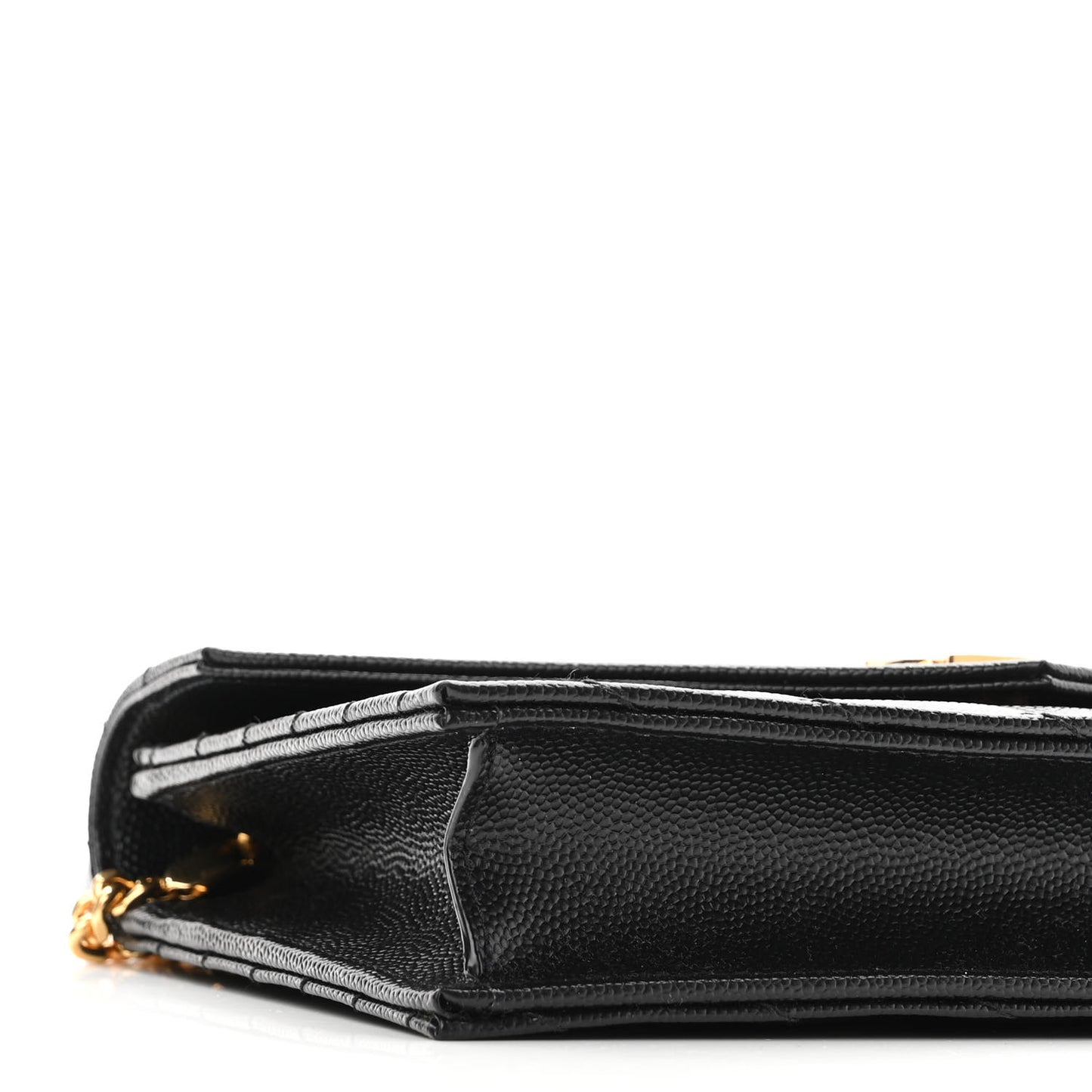 Grain De Poudre Matelasse Chevron Monogram Envelope Chain Wallet Black