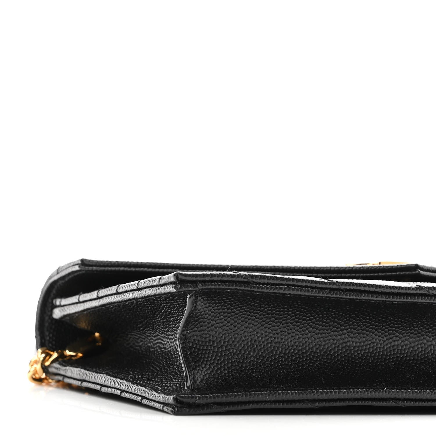 Saint Laurent Grain De Poudre Matelasse Chevron Monogram Envelope Chain Wallet Black 8 of 10