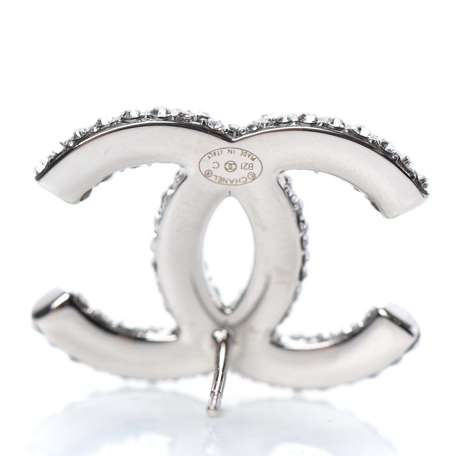Chanel Crystal CC Earrings Silver 3 of 5