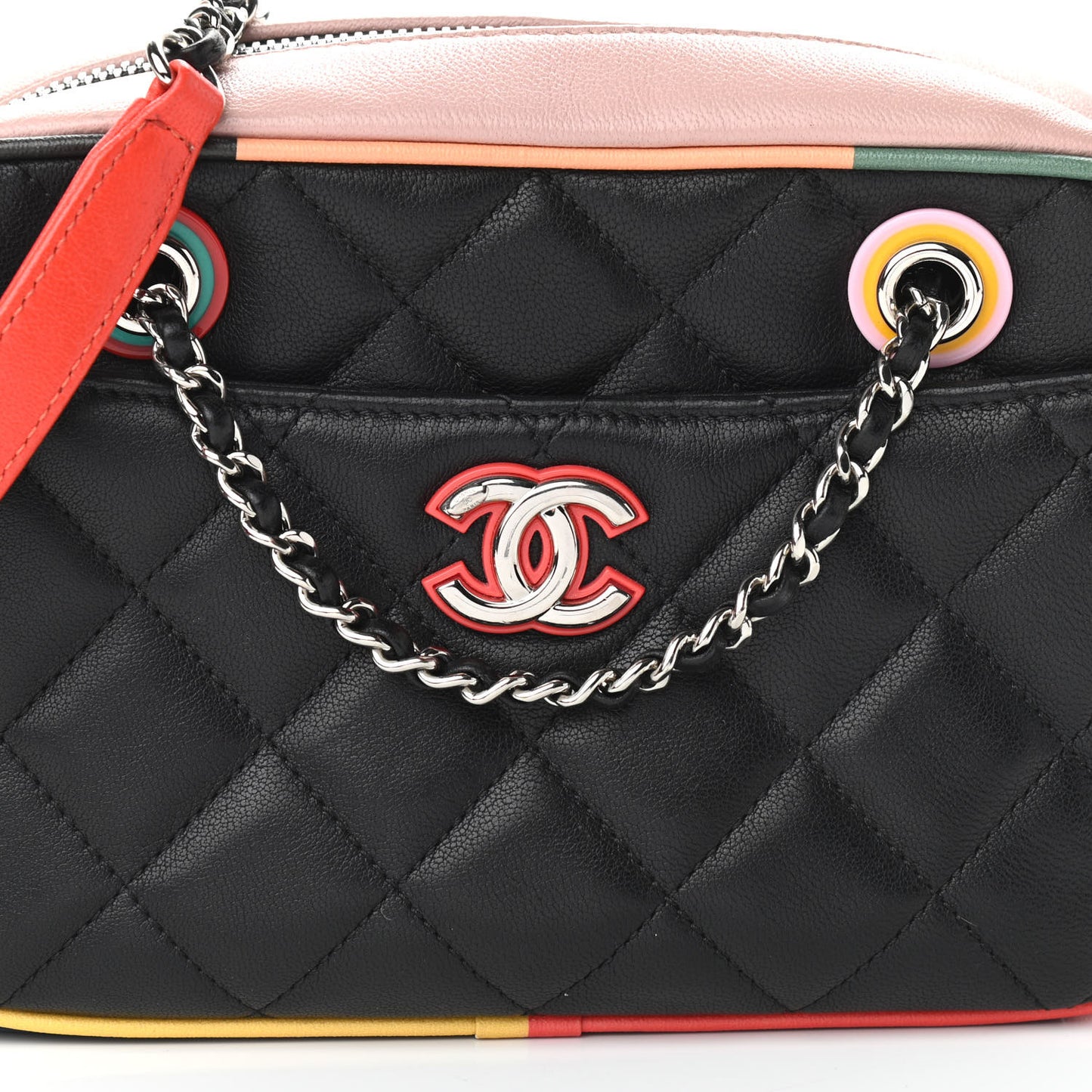 Calfskin Quilted Cuba Camera Bag Black Multicolor