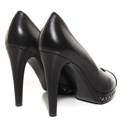Chanel Lambskin Platform Chain Pumps Black 40 4 of 8