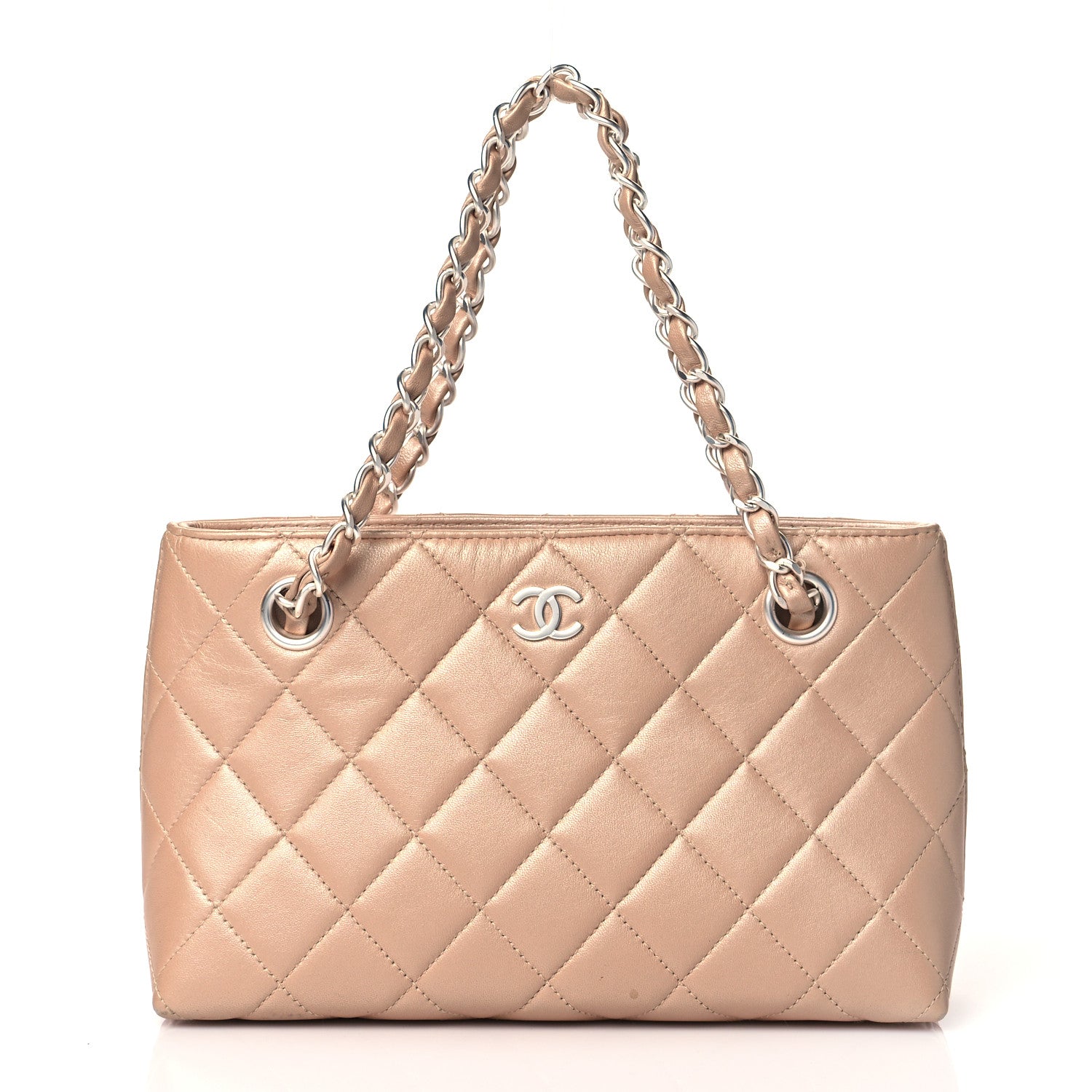 Chanel Iridescent Lambskin Quilted Pochette Beige Clair 1 of 10
