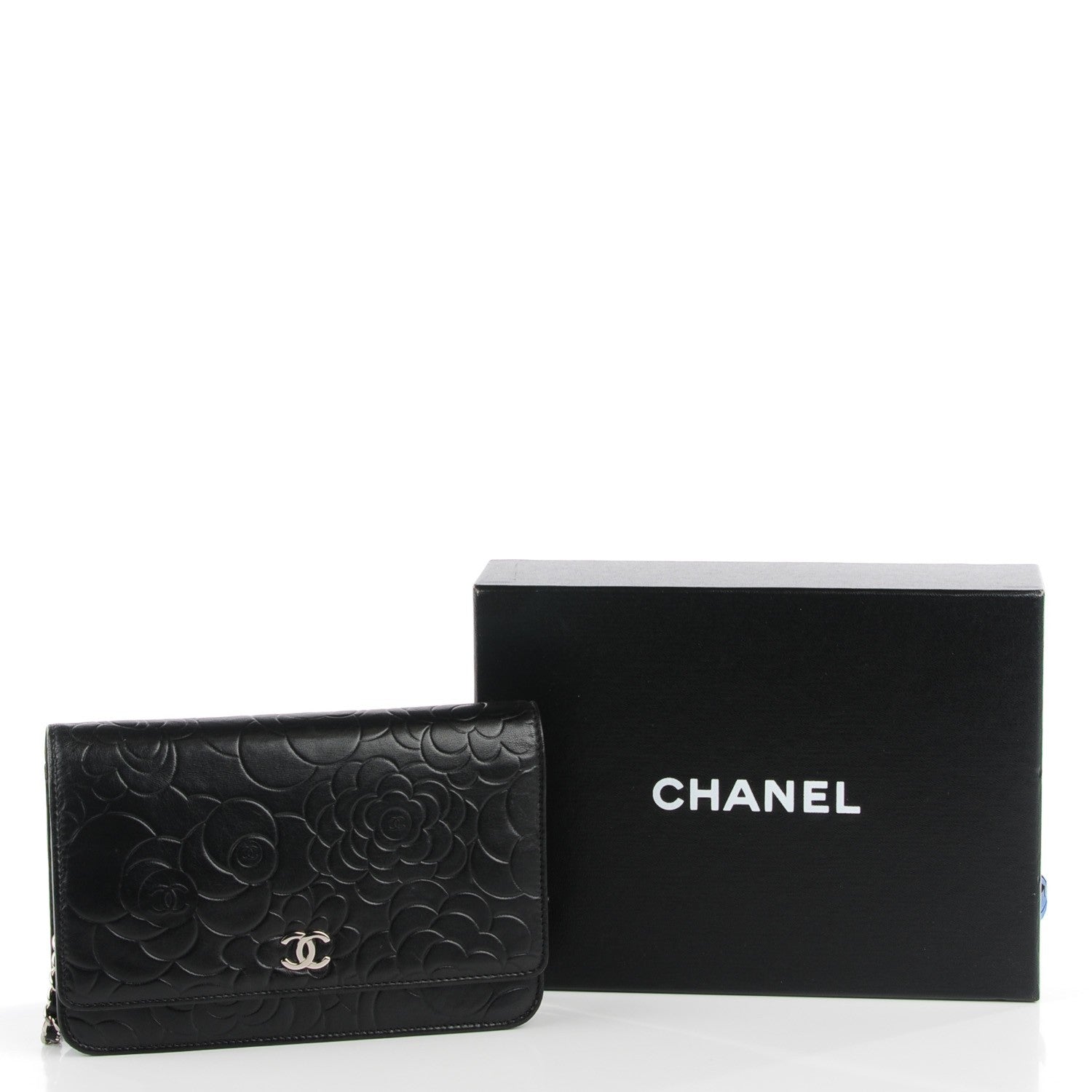 Chanel Lambskin Camellia Wallet on Chain WOC Black 5 of 9