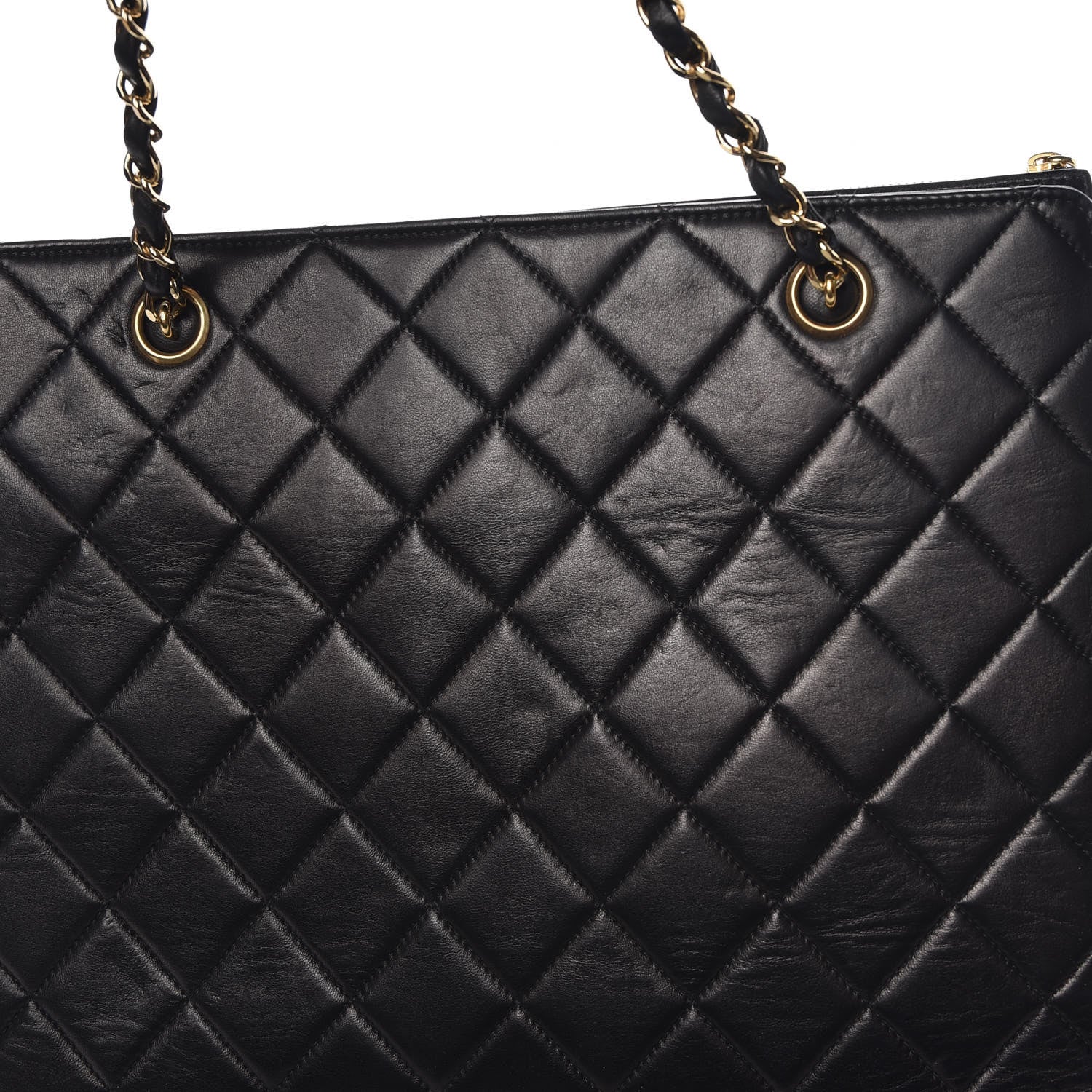 Chanel Lambskin Quilted CC Shopping Tote Black 10 of 15