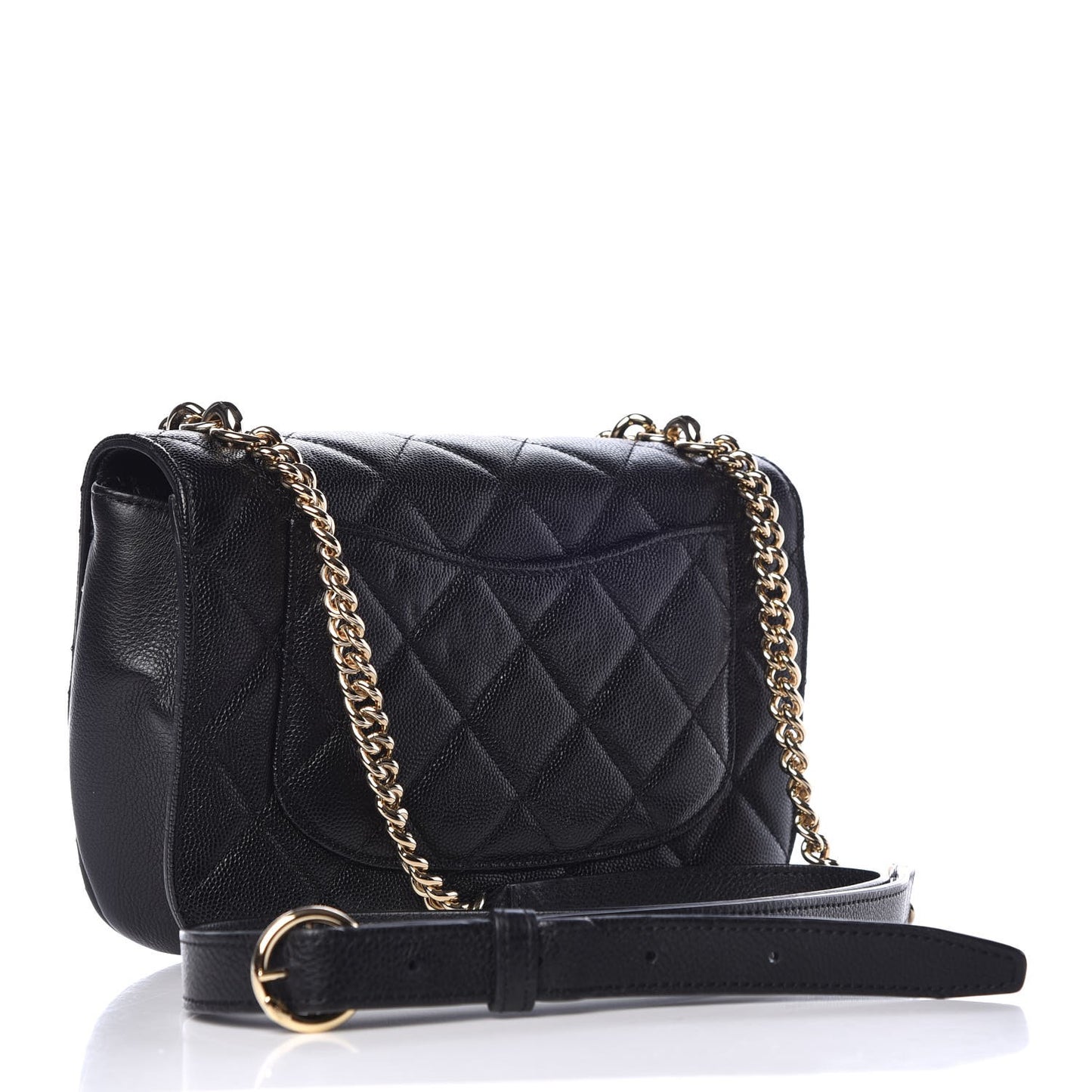 Caviar Quilted Small Studded Flap Black