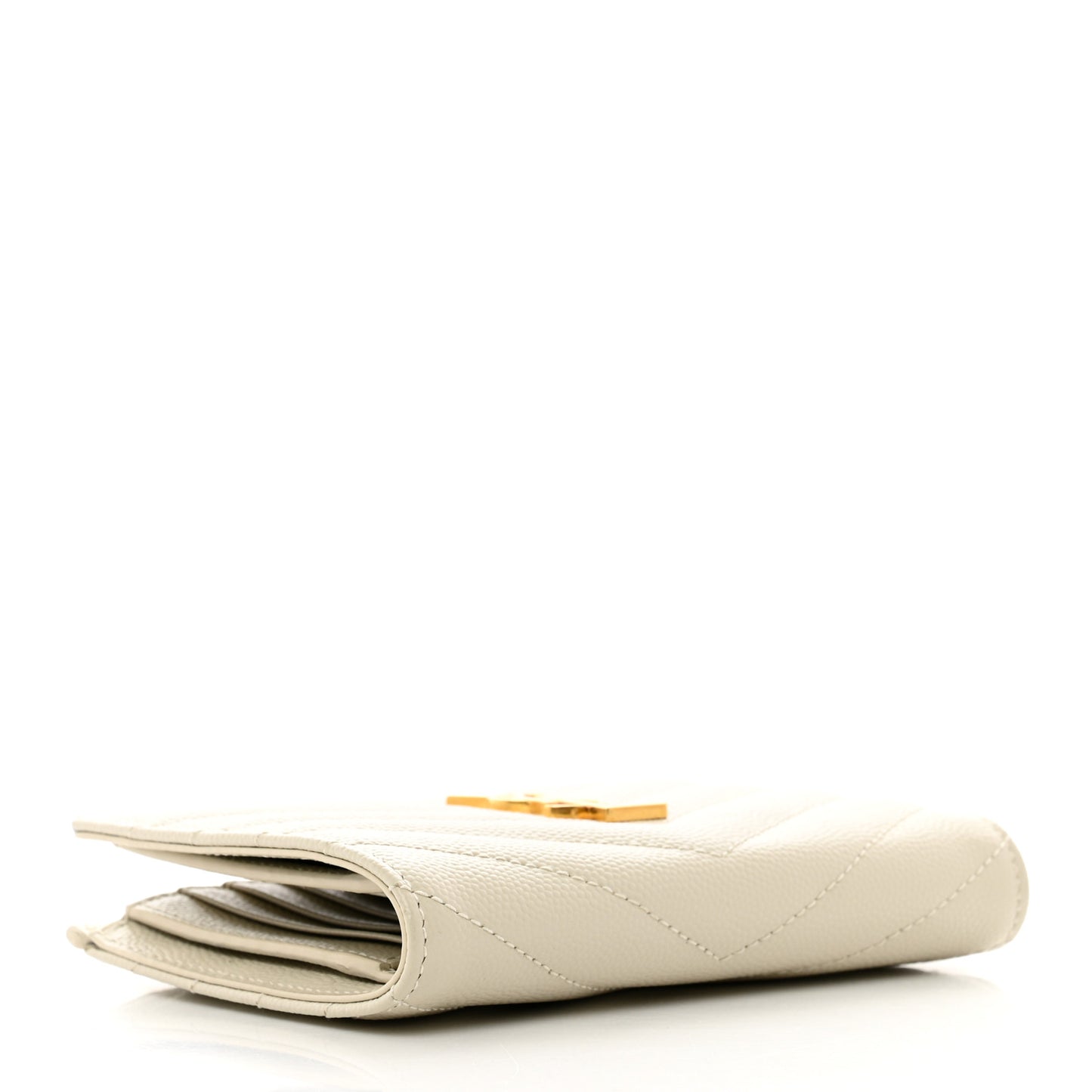 Grain De Poudre Matelasse Chevron Monogram Zipped Two-Part Wallet Crema Soft