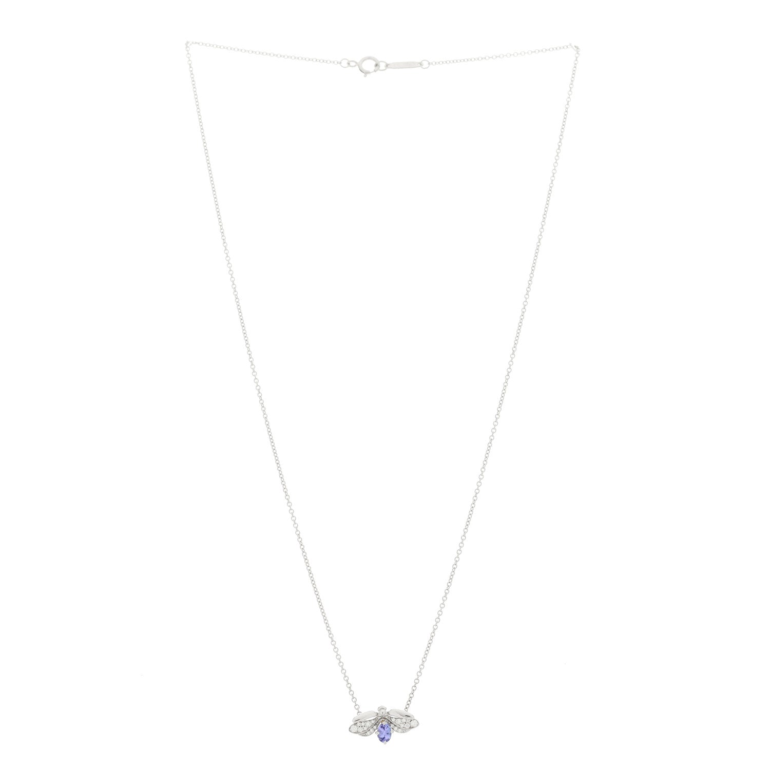 Tiffany Platinum Diamond Tanzanite Paper Flowers Firefly Necklace 3 of 5