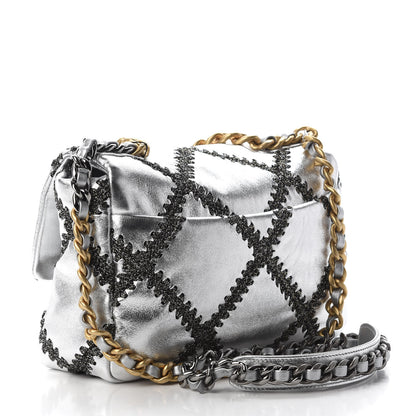 Chanel Metallic Calfskin Crochet Medium Chanel 19 Flap Silver 2 of 8